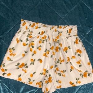 Abercrombie & Fitch White Shorts with Lemon Print